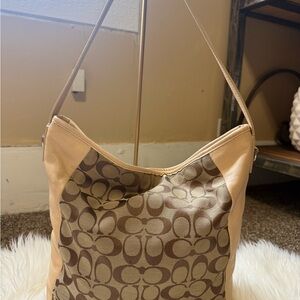 Coach Beige and Brown Shoulder Bag